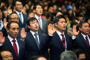  주일 3부 '장로장립, 안수집사임직예배'